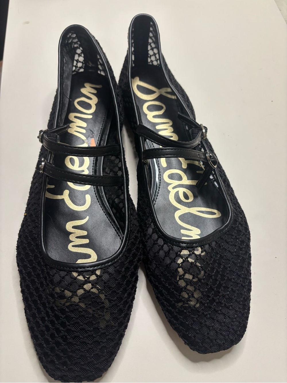 Sam Edelman Milo Black Mesh Mary Jane Ballet Flats Size 10 Double Strap Romantic
